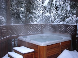 Cold Lake hot tub steaming